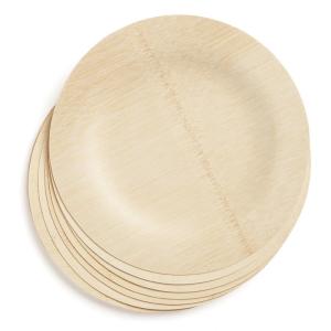 China Biodegradable Round Bamboo Dinner Plates Disposable Food Tableware wholesale