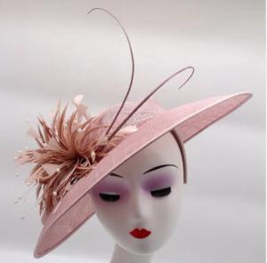 China Party decoration sinamay hat with feather flower and headband wholesale
