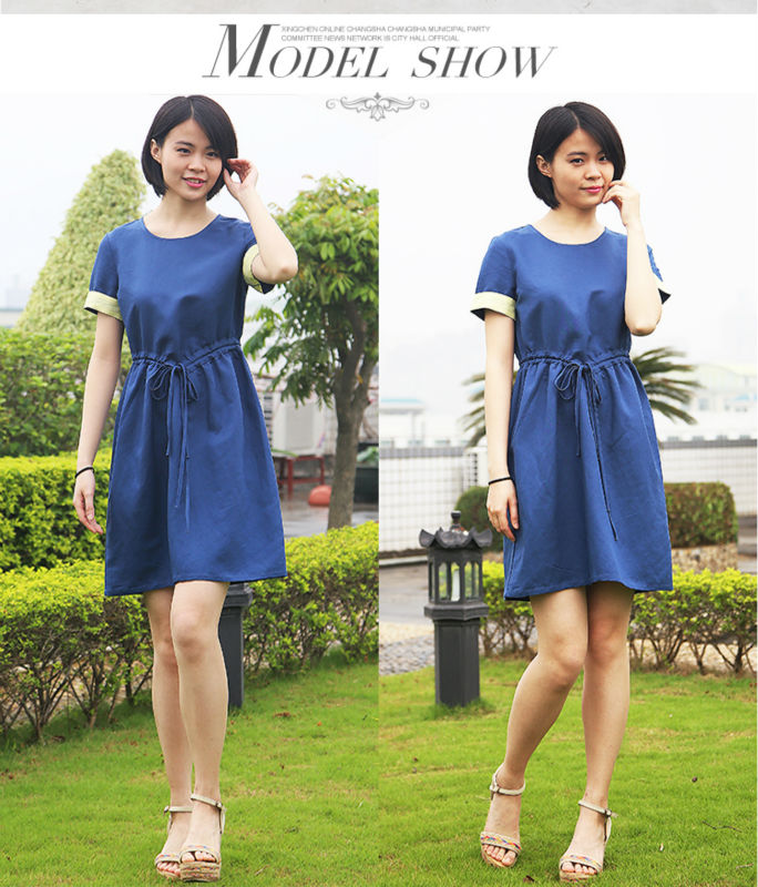 2015 Wholesale Linen short sleeve Long Dress Designs