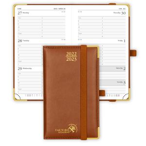 China Executive 12 Month Small Academic Planner Brown Vertical Layout wholesale