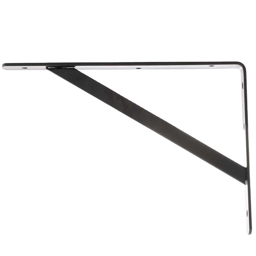 Custom 12x8 Black Power Coating Heavy Duty Triangle Shelf Bracket and Drilling Process