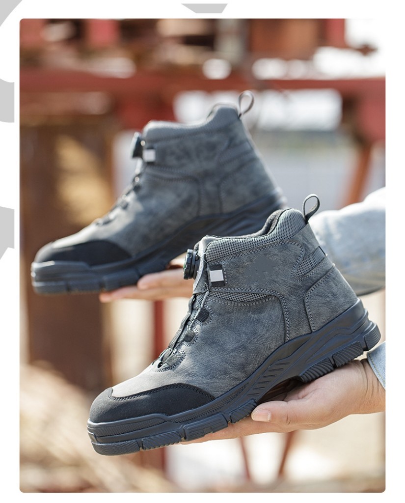 Kevlar Midsole Safety Boots For Security Work In Black Microfiber