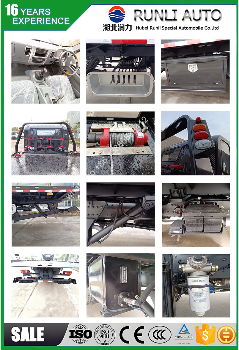 4x2 Hydraulic Flatbed Tow Truck 6T Load, 5mm Anti-Slip Steel Plate, Centralized Control System