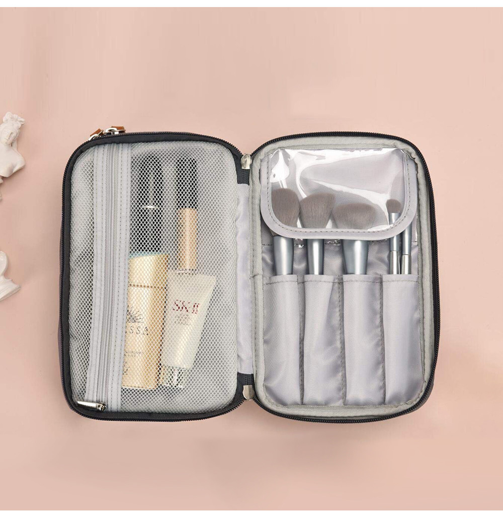 Women Travel Double Zip Polyester Cosmetic Bag