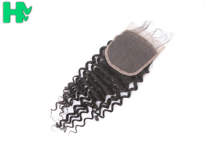 100% Human Hair Closure Deep Wave , Natural Black Brazilian Lace Closure