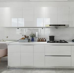 China Furniture Flat Pack Kitchen Cabinet Designs White Gloss Kitchen Set wholesale