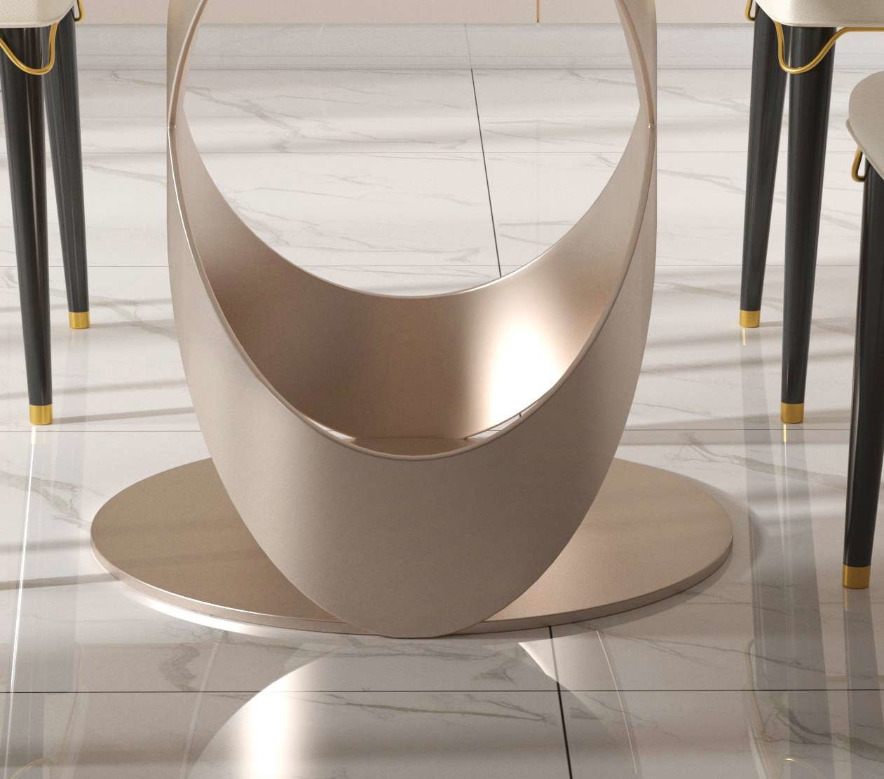 Luxury Contemporary Dining Table Chair Sets With X Stainless Teel Base