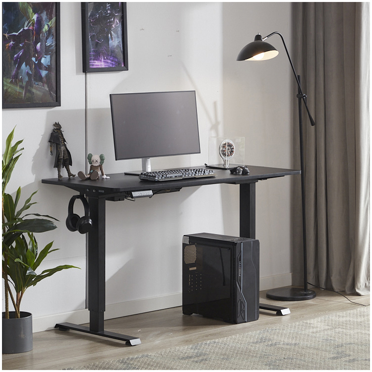 Black School Student Study Desk Gym Height Adjustable Electric Table with Dual Motors