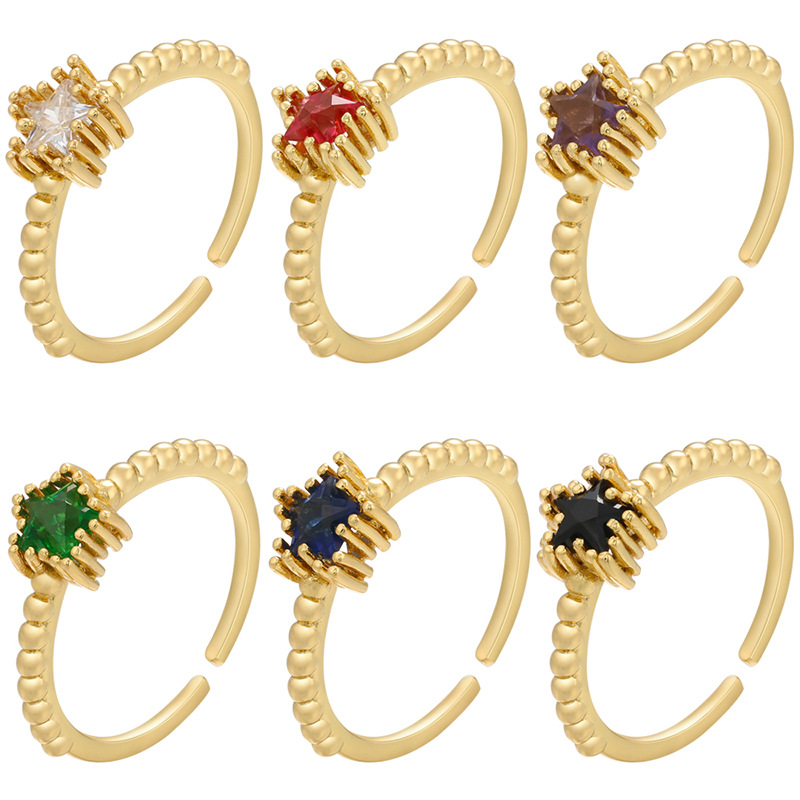Plated 24K Gold Jewelry Star Gemstone Zircon Adjustable Engagement Rings