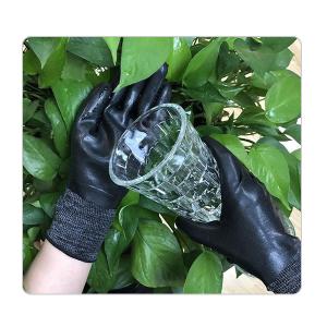 China Black Polyester Liner Rubber Water Resistant Gloves wholesale