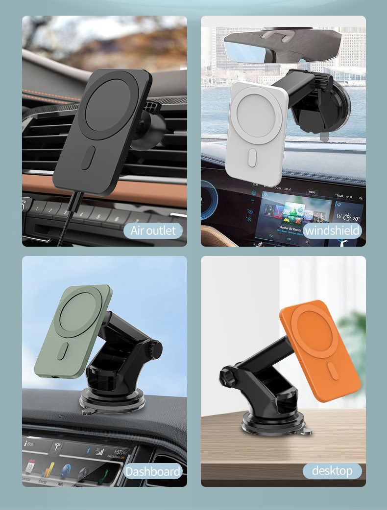 FCC Magnetic Wireless Car Charger , 15w Air Vent Car Mount Phone Holder