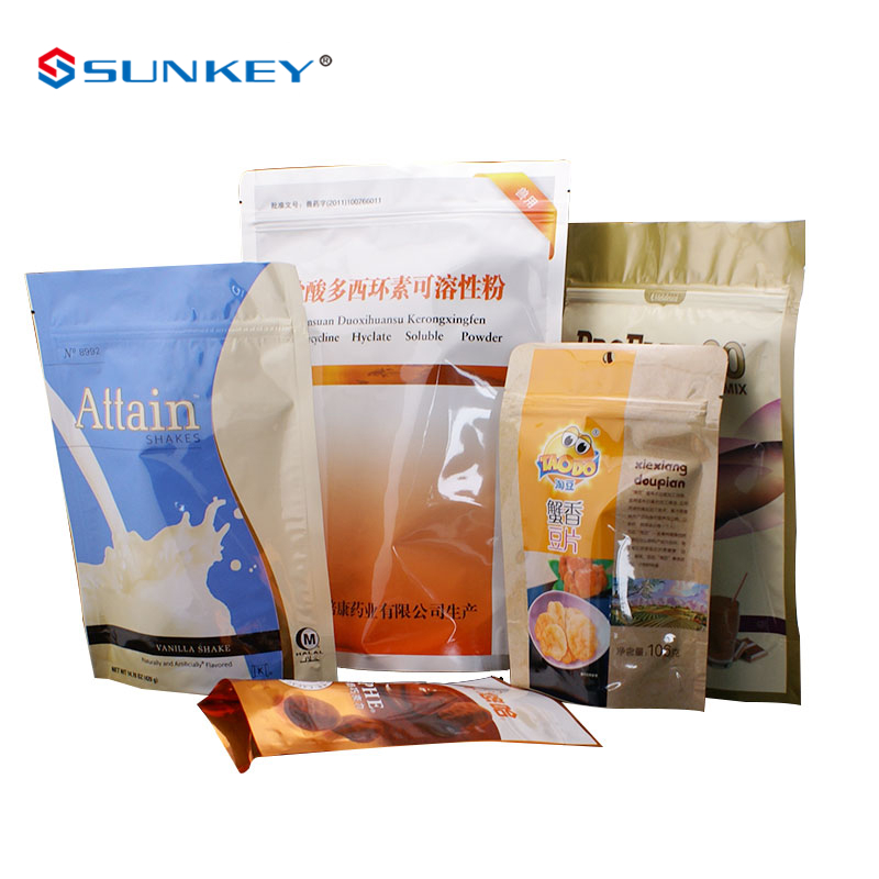 PET Food Stand Up Pouch Plastic Zipper Resealable Plastic Bags With Hang Hole
