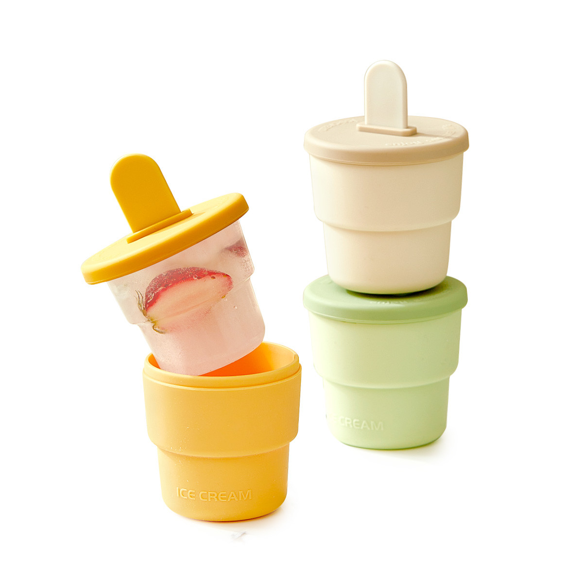 Ice Cream Popsicle Mold Set,Reusable Silicone Popsicles Molds for Kids