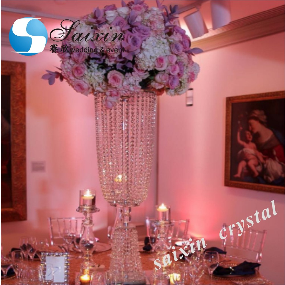 Acrylic Flower Stand Wedding Carved Works Silver Display With Hanging Ball Terrarium