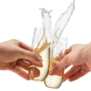 China Clear Plastic Champagne Glasses Unbreakable Food Grade Durable Stemless Champagne Flutes wholesale
