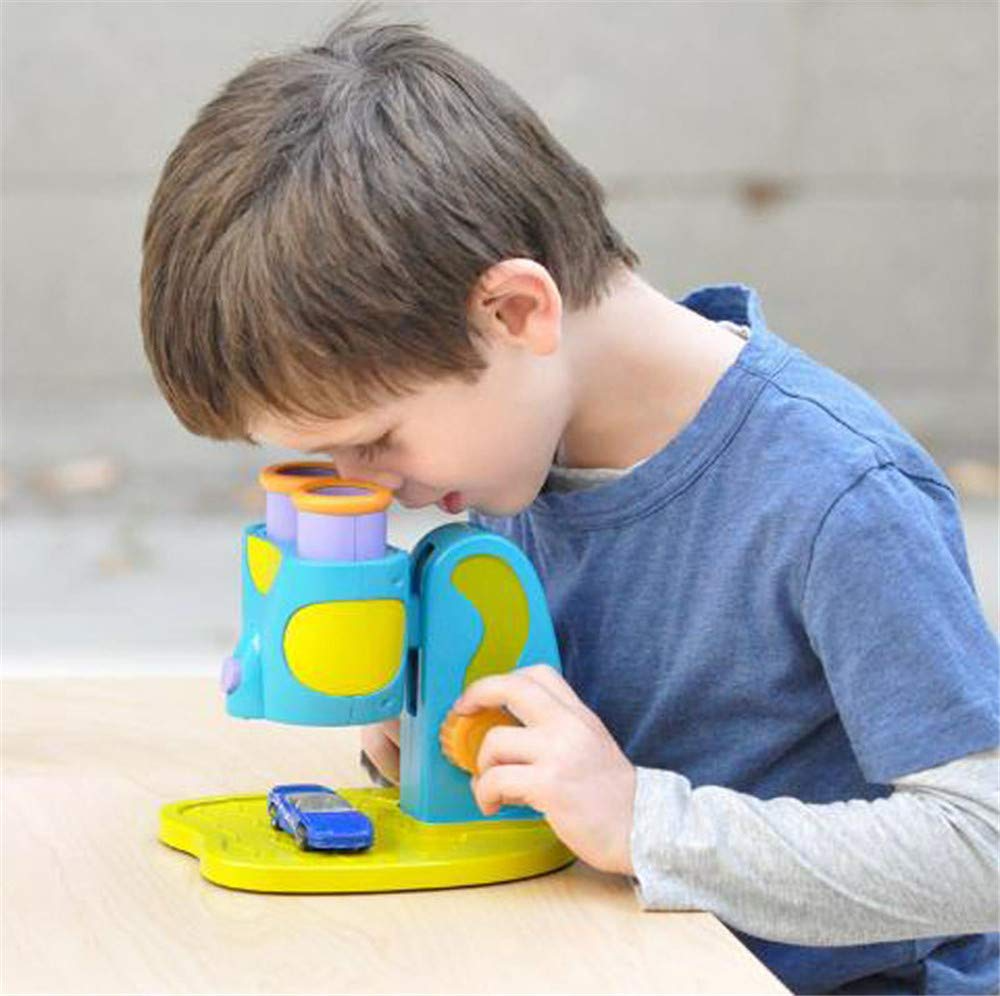 Children's LED Double Hole Microscope Magnifier 8x for Science Toys Plastic Material