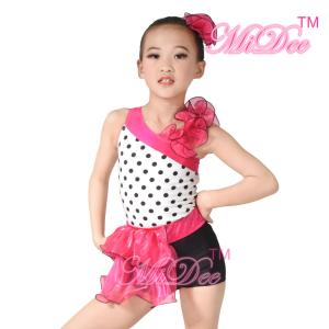 China Children'S Dance Costumes Black Polka Dots Top Biketard Ballet Dance Costume wholesale