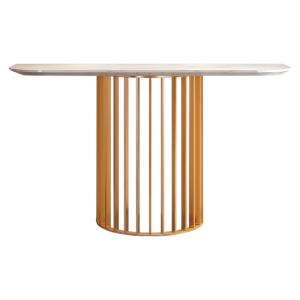 China Titanium Gold Marble Top Console Table With Metal Base White wholesale