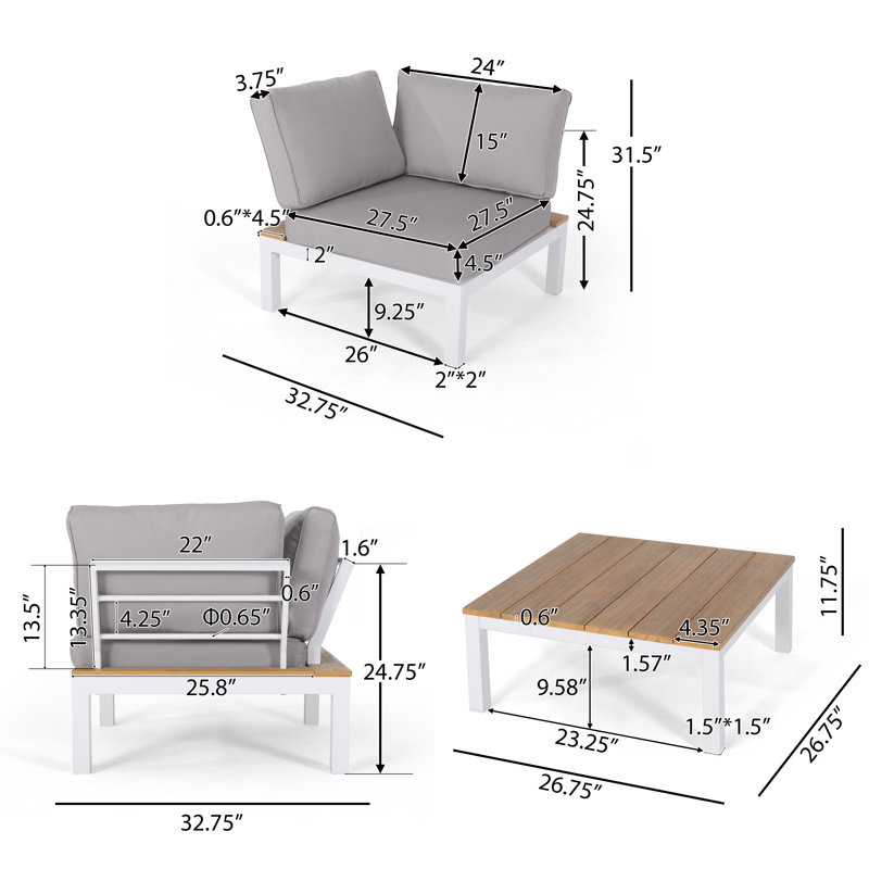 120.16 lb. Overall Product Weight AJUNION Outdoor Sectional Sofa Set for Patio Lounge