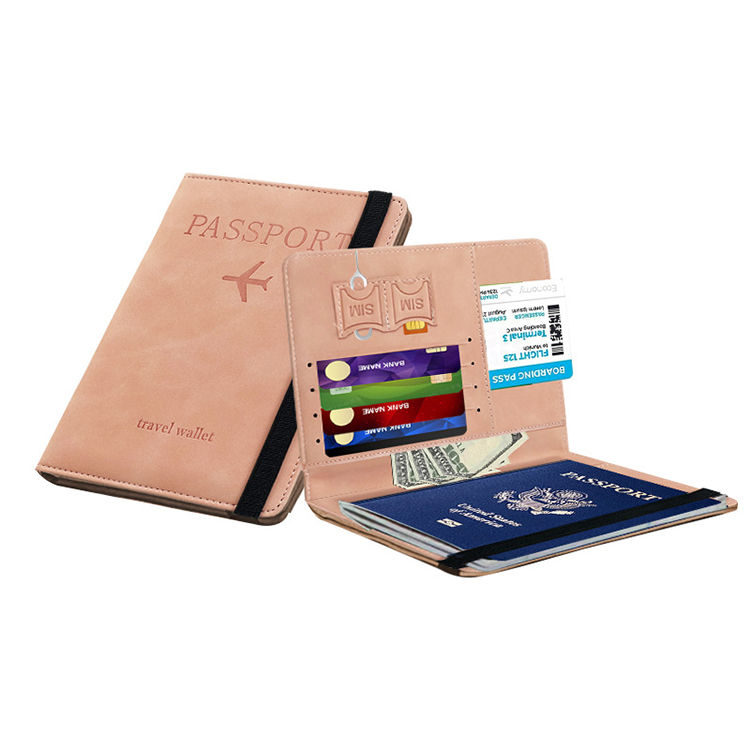 Open Pattern Type Combo Passport Holder Travel Wallet RFID Blocking PU Leather Case Cover with Clear Window