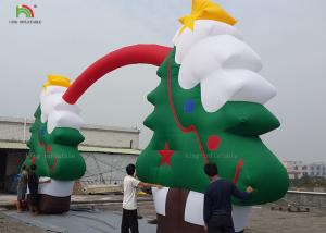 China Green Color CE Nylon Merry Christmas Tree Inflatable Archway For Santa Claus Xmas Decoration 11m wholesale