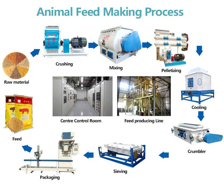 Animal Poultry Feed Pellet Production Line 6mm Processing Plant