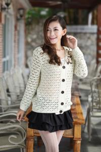 China 2014 apparel  white knitted sweater coat wholesale