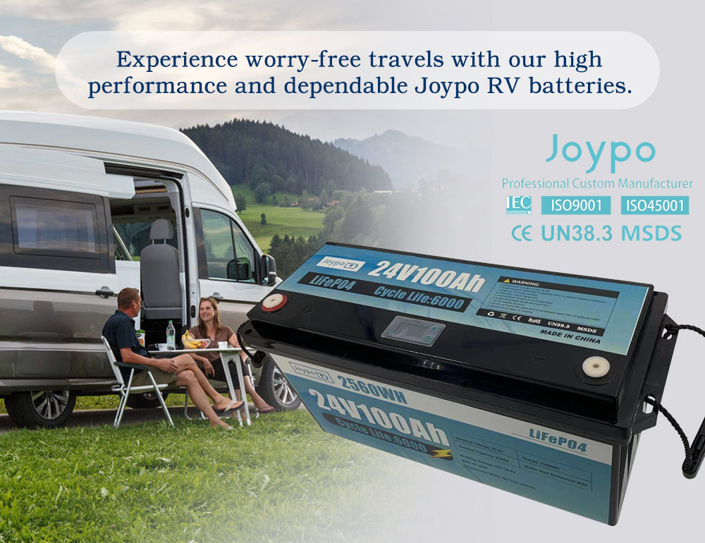Rechargeable LiFePO4 RV Lithium Battery 24V 50Ah 100Ah 200Ah Lithium Ion Camper Battery