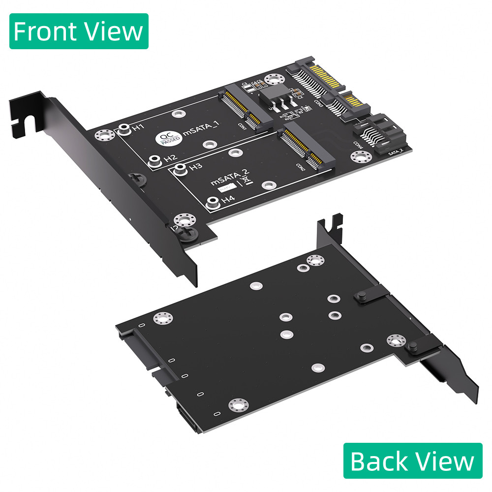 MSATA Hard Disk Application Dual SATA3 Converter Adapter Card with Full Height Bracket