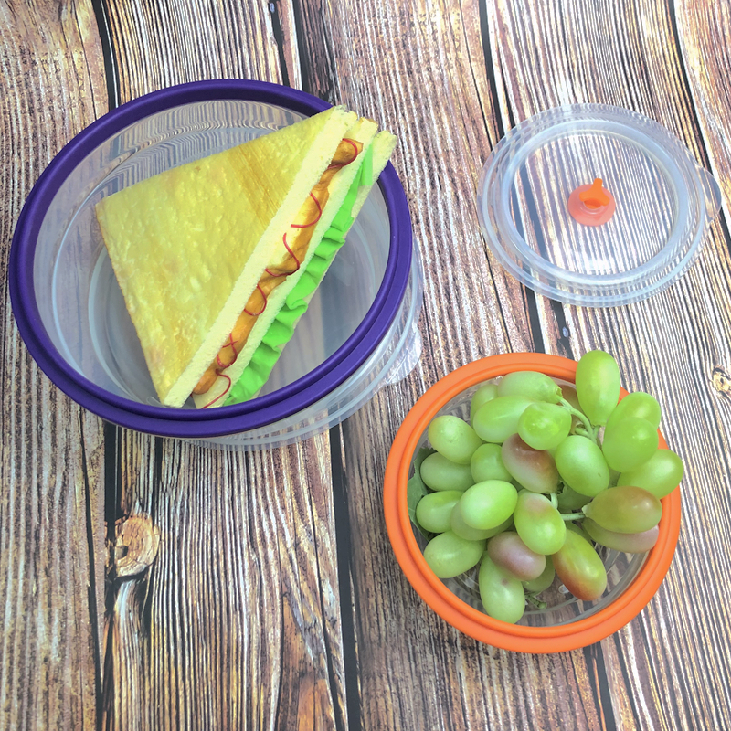 Bpa Free Large Air-Tight Folding Collapsible Kids Hiking All Silicone Food Divider Storage Container With Leak Proof Lock