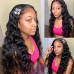 OEM Natural Black 28" HD Loose Deep Wave Wig