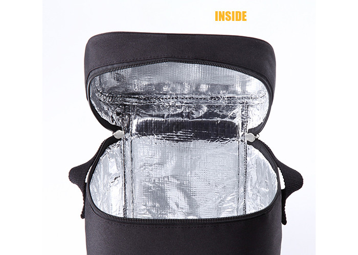 Black Lunch Cooler Bags For Adults , Refrigerated Lunch Bag Customized Logo