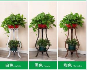 China Black Corrosion Proof Two Tier Metal Flower Stand wholesale