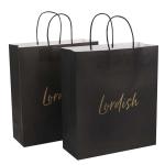 Black Personalized Shopping Tote Paper Bags Private Logo Printed