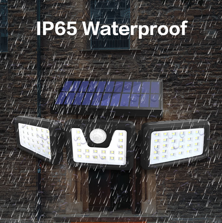IP65 ABS Outdoor Solar Garden Light 74 LM LED Three Mod Wall 5000K