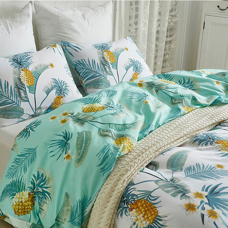300tc Thread Count Nature Colors Floral Design Knitted Cotton Sheet Set
