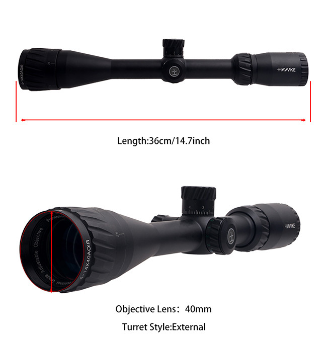 Tactical Hunting 4-14x40 AOE Scope With Red / Green / Blue Illuminated Mil - Dot Reticle 1/8 MOA
