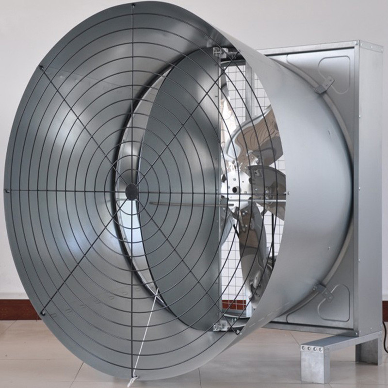 Agricultural 1.1kw Galvanized Ventilation Exhaust Fan 6 Blades Cone Type