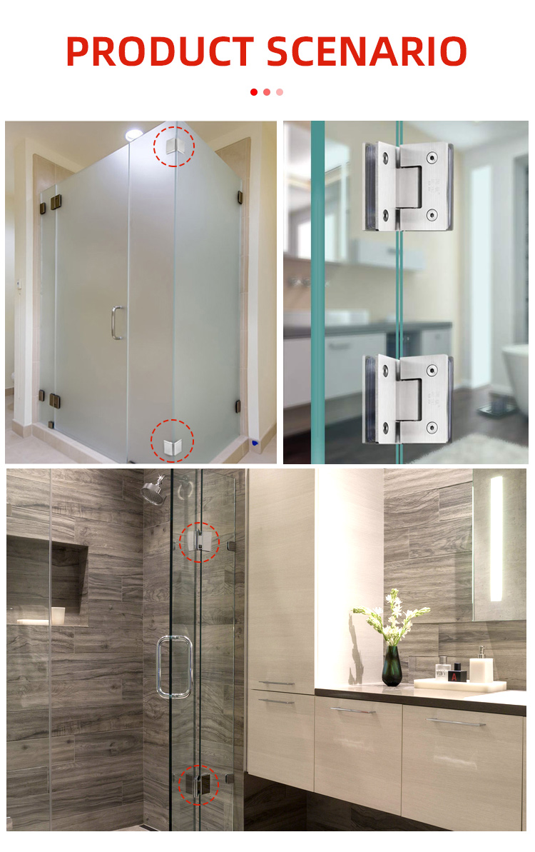 Square Glass to Glass Shower Room Glass Hinge with Polished Chrome Straight Edge Design