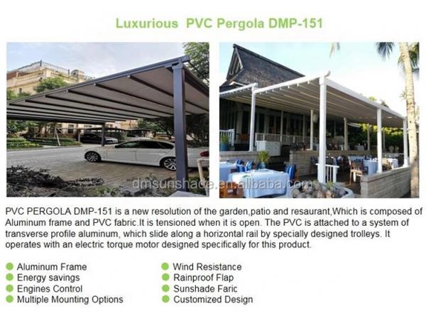 Sunshade Pergola Awning Kits Patio Rain Cover Roof PVC With LED Lights