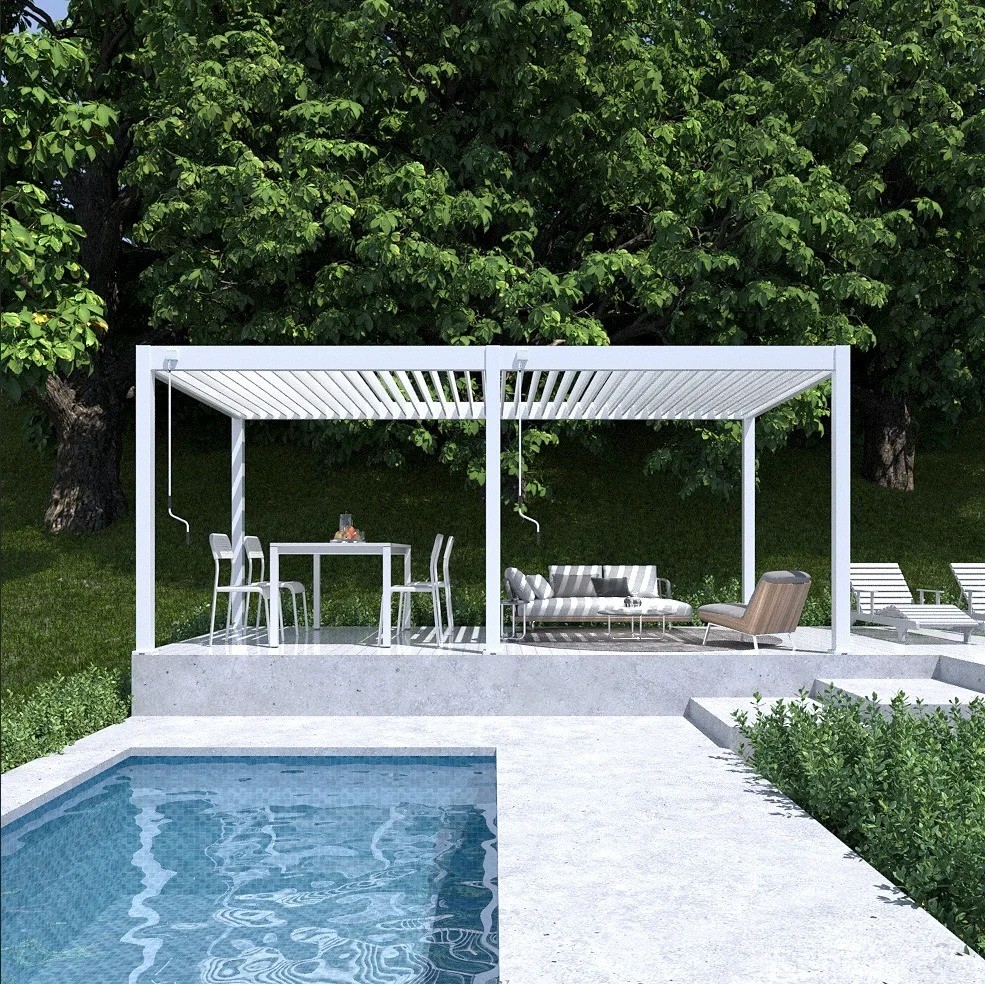 Electric blinds pergola creates outdoor terrace leisure lifestyle