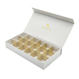 China Custom Gold Stamping White Rigid Paper Box Magnetic Closure Golden Packaging Box Luxury Chocolate Gift Boxes wholesale