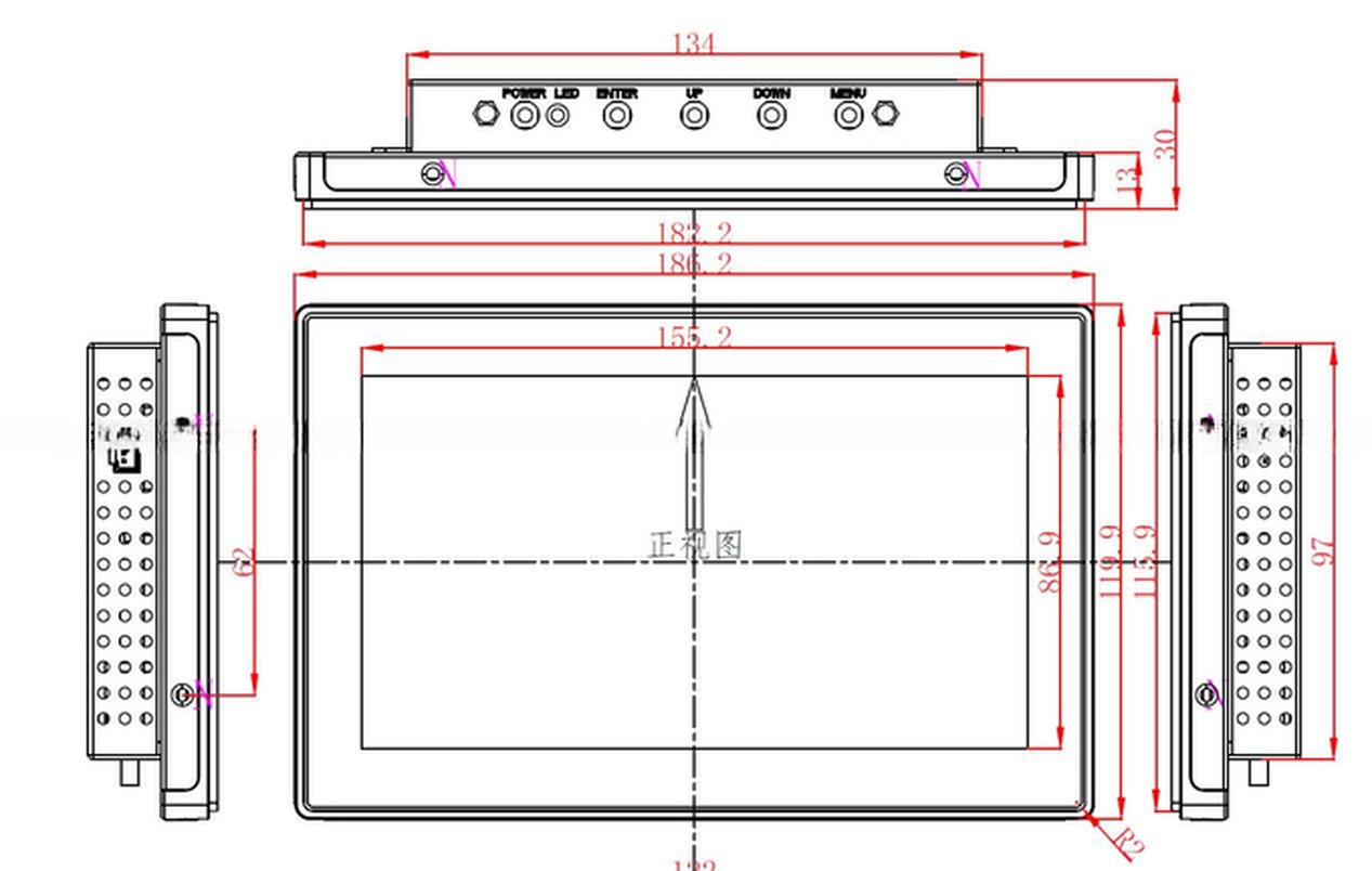 Rugged Industrial Embedded Open Frame 7 Inches Black Pure Flat Capacitive Touch Screen LCD Monitor 12V 24V