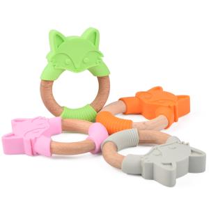 China Green Natural Rubber Teether Durable Silicone Teething Rings wholesale