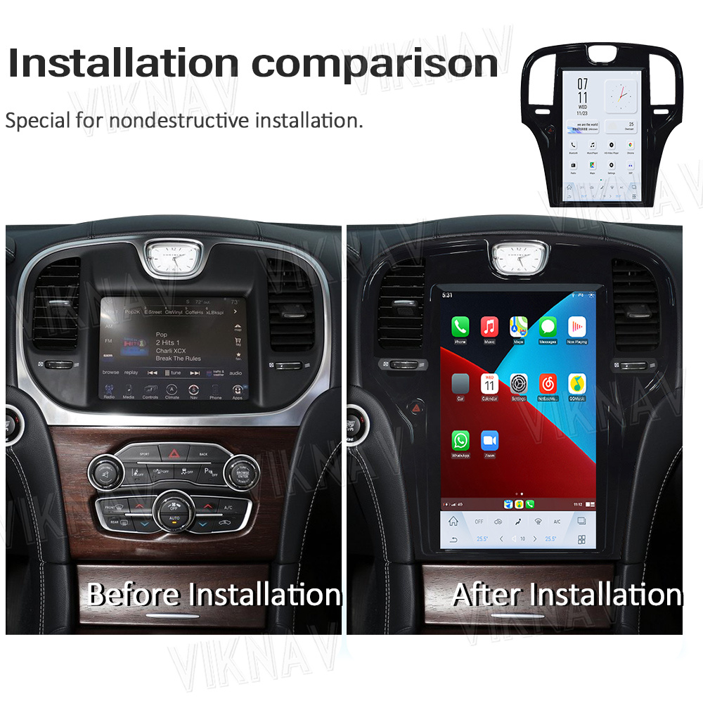 Stereo Touch Screen Car Radio For Chrysler 300C 2013-2019 Android 11 Wireless