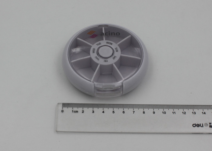 Round Shape Plastic Pill Holder With Push Button / Pill Storage Containers