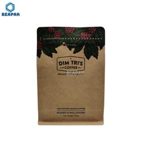 China Printed Square Bottom Laminated 500g Kraft Paper Coffee Bags wholesale