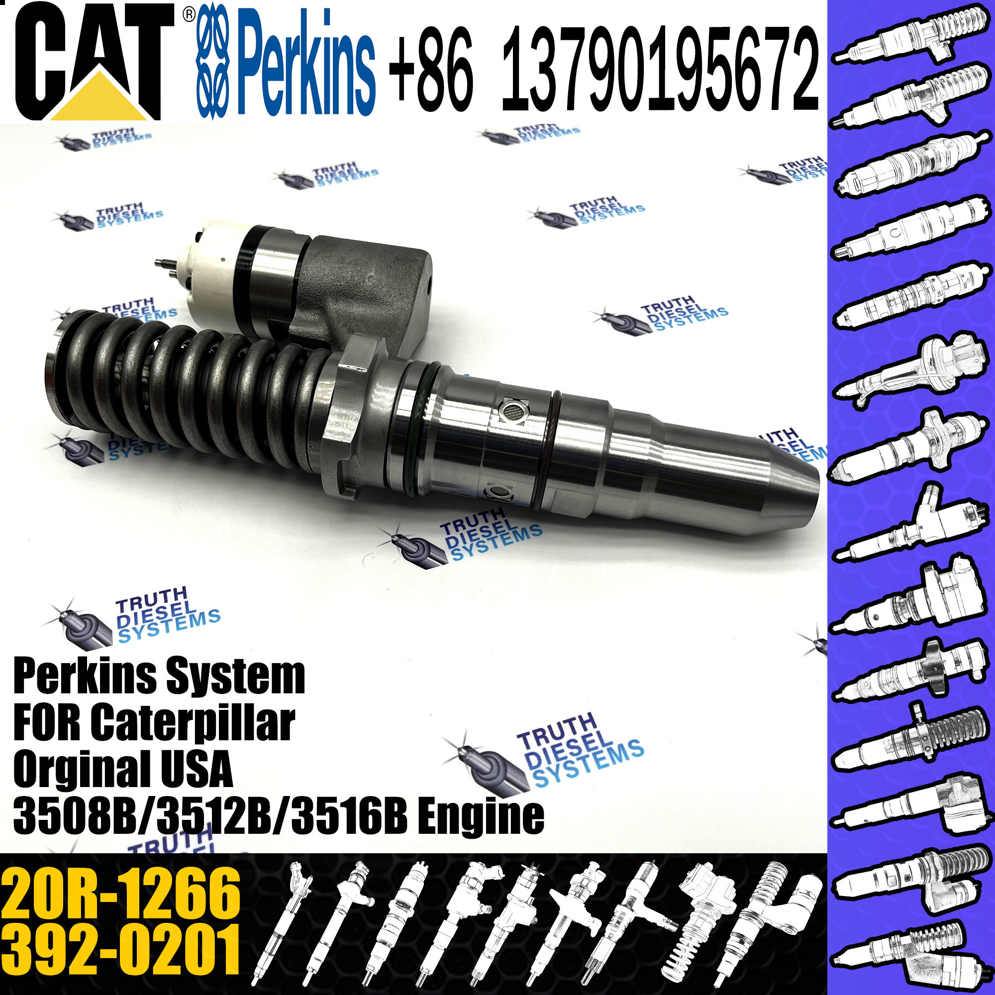 Reman Diesel Fuel Injector Nozzle 392-0201 392-0202 392-0206 392-0221 392-0225 392-0211 20R-1266 for Caterpillar 3512B 3