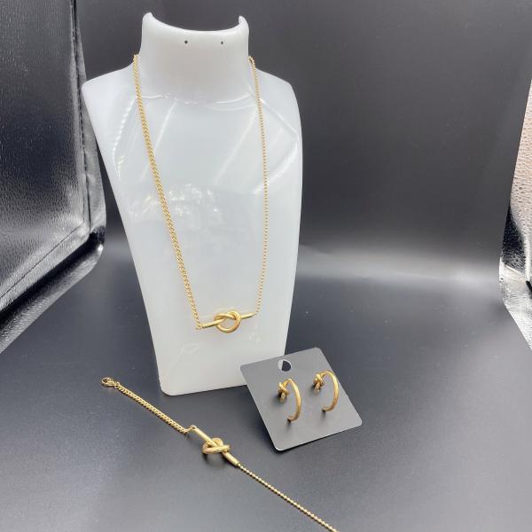 High Polish Newest Gold Color Stainless Steel Earring ,Necklace , Bracelet Sets