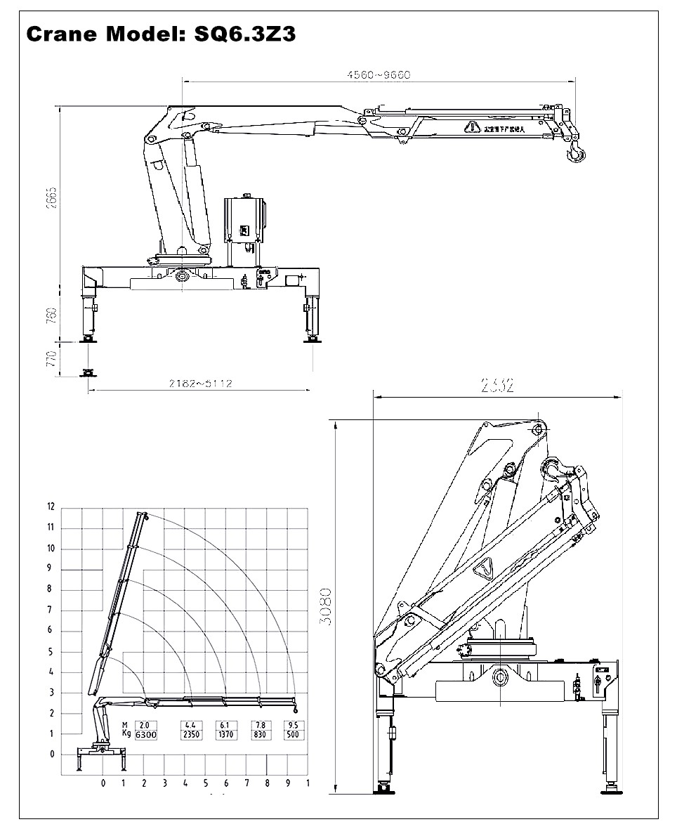 6300kg Knuckle Boom Crane Hydraulic Pickup Truck Crane For Construction